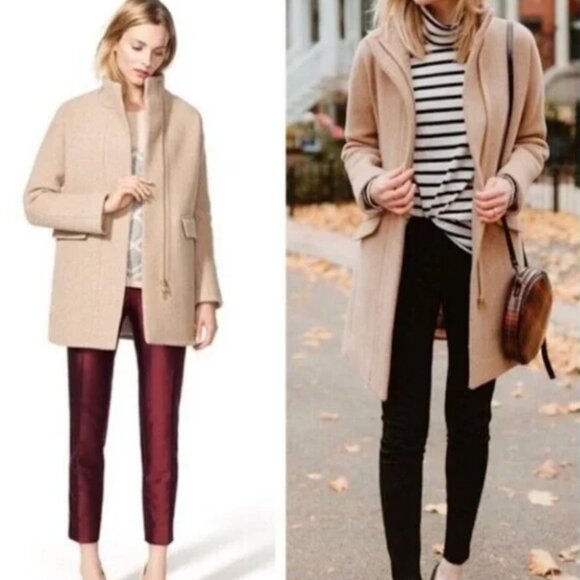 J. Crew by Nello Gori Stadium Cloth Coat Women's Size 4 Camel - Picture 1 of 14